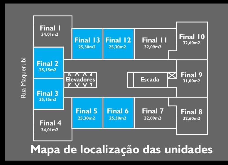 Mapa de localização das unidades no pavimento